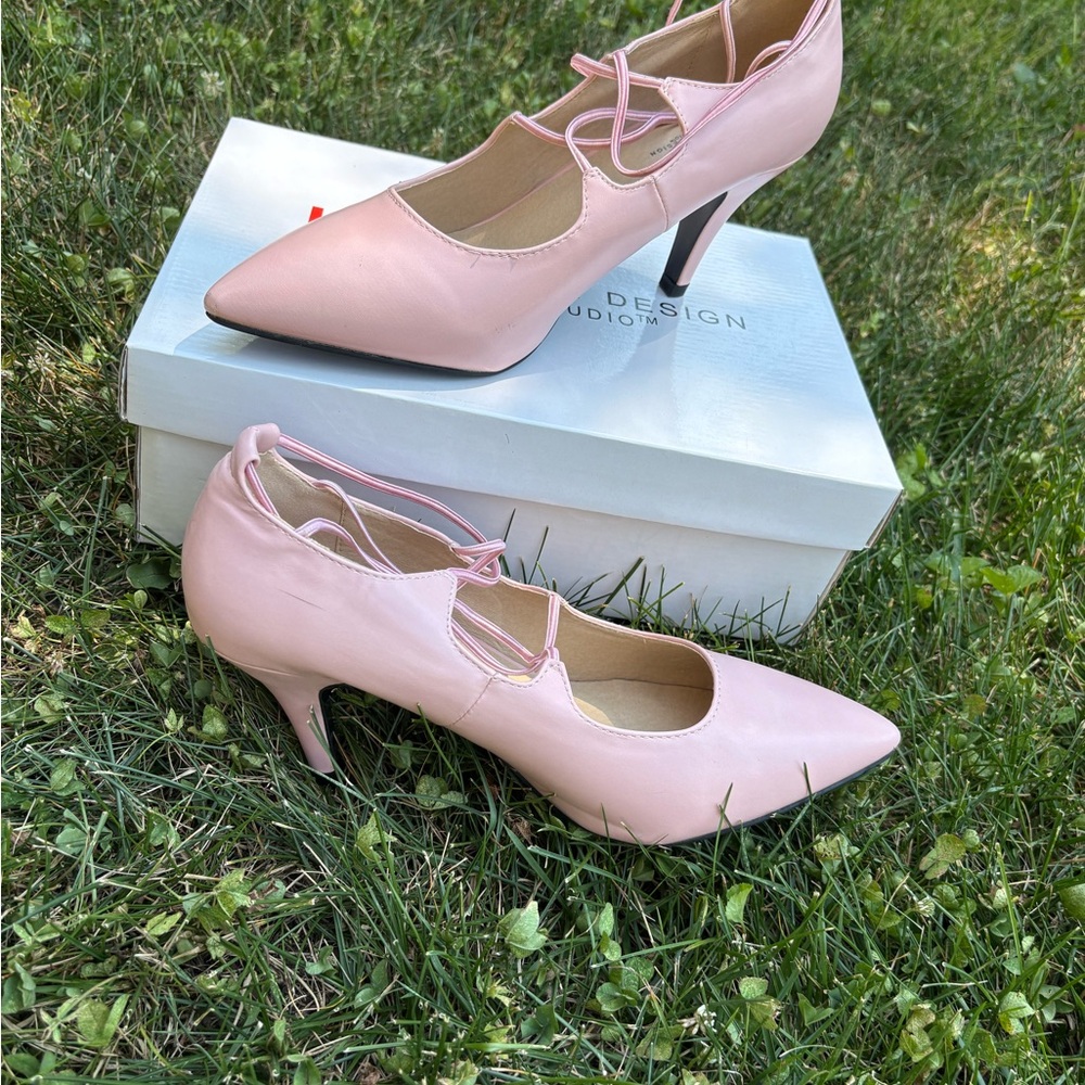 Women's Pink Pointed-Toe Strappy Heels
